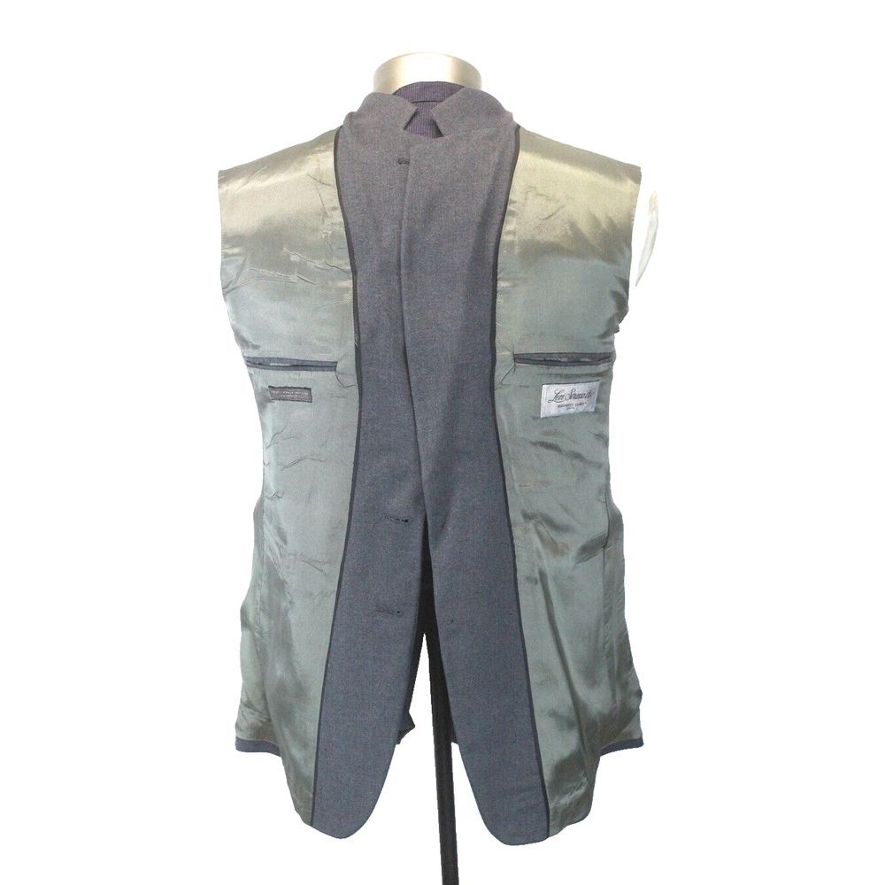 mens gray Vintage 80s Levis 2pc Pant Action Suit knit business‎ retro usa 42 L - Picture 7 of 13